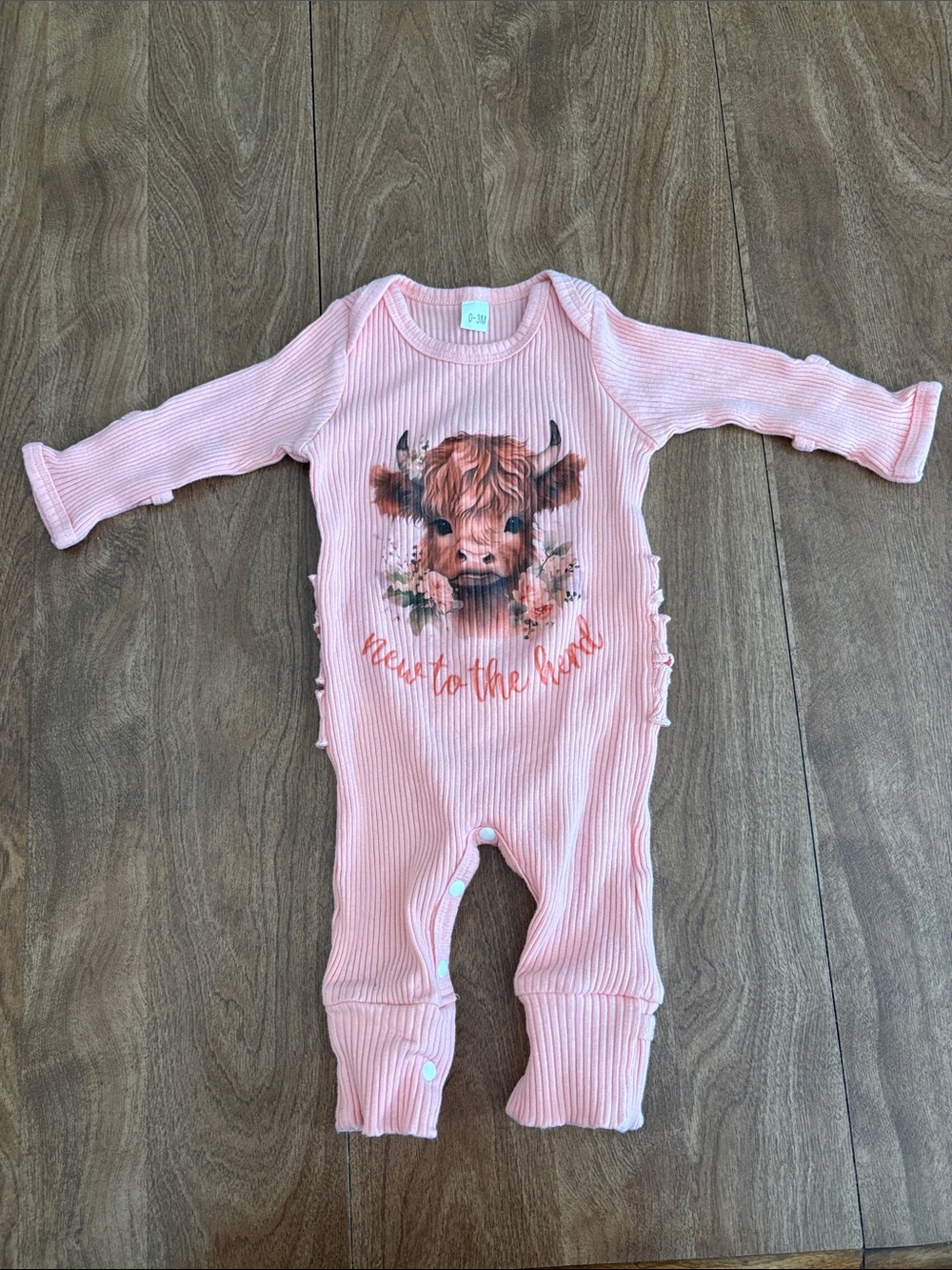 Unbranded Pink Cow Print Ribbed Footie One-Piece